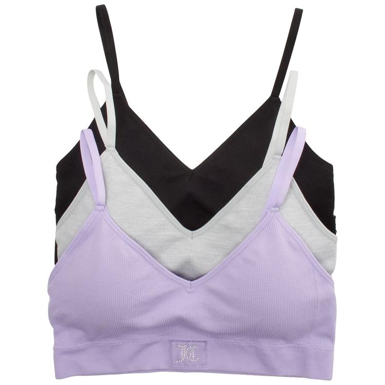 Womens Juicy Couture 3pk. Rhinestone Logo Bralettes - JC1458-3PKF