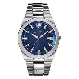 Mens Bulova Classic Stainless Blue Dial Bracelet Watch - 96B220