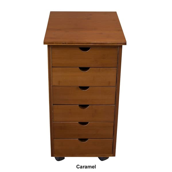 eccostyle™ Solid Bamboo 6 Drawer Rolling Cart