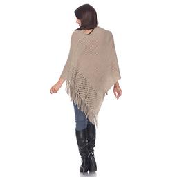 Womens White Mark Sansa Gold Knit Fringe Poncho