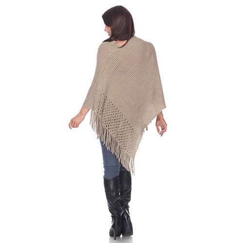 Womens White Mark Sansa Gold Knit Fringe Poncho