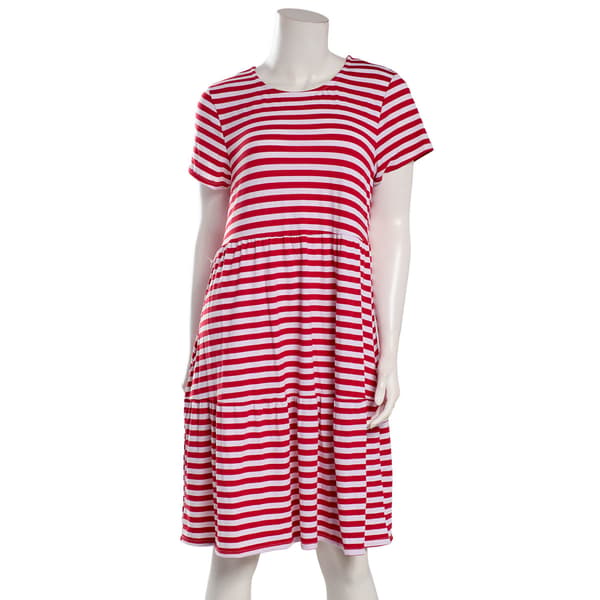 Plus Size Architect(R) Short Sleeve Tiered Stripe A-Line Dress - image 