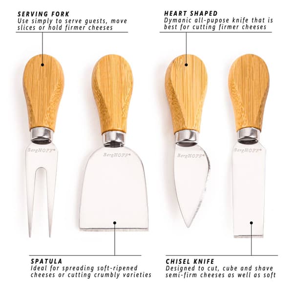 BergHOFF 5pc. Essentials Round Cheese Board & Cheese Tools