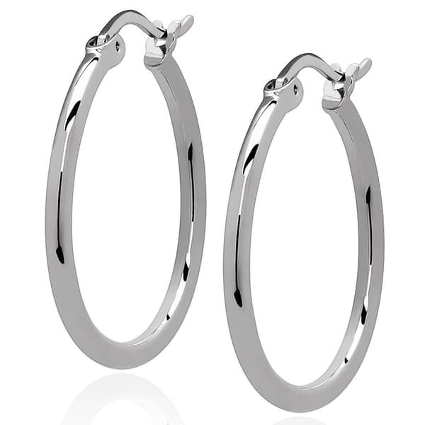Gianni Argento 2x33mm Thin Shiny Hoop Earrings - image 