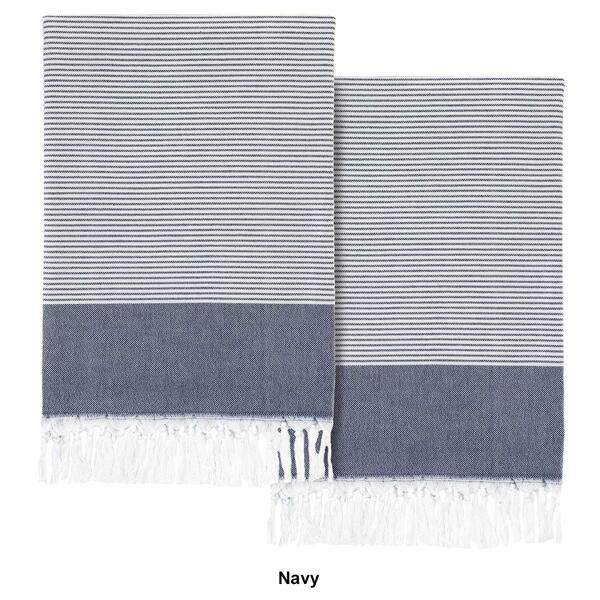 Linum Home Textiles Elegant Stripe Pestemal Beach Towel -Set of 2