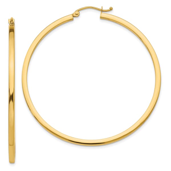 Gold Classics&#40;tm&#41; 14kt. 2mm Thick Square Tube Hoop Earrings - image 