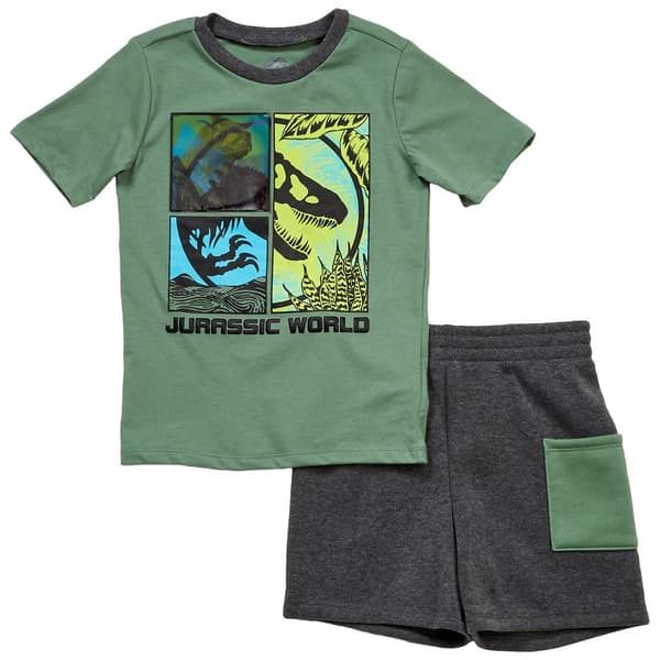 Boys (4-7) Jurassic Lenticular Short Sleeve Tee & Knit Shorts Set - image 