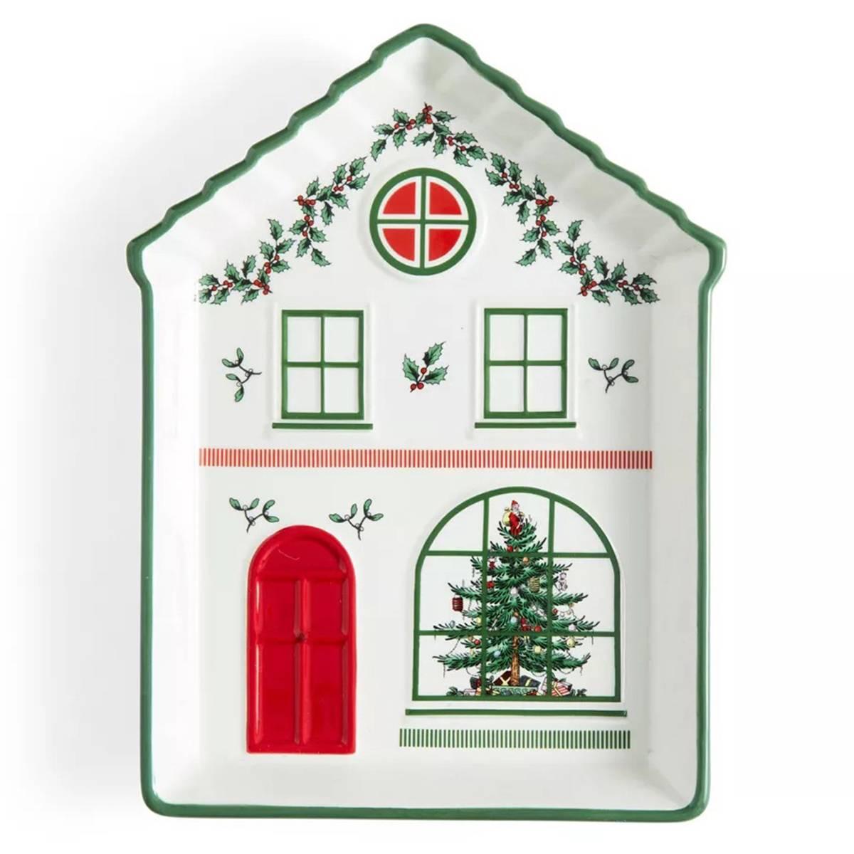 Spode Christmas Village Tidbit Tray - Green