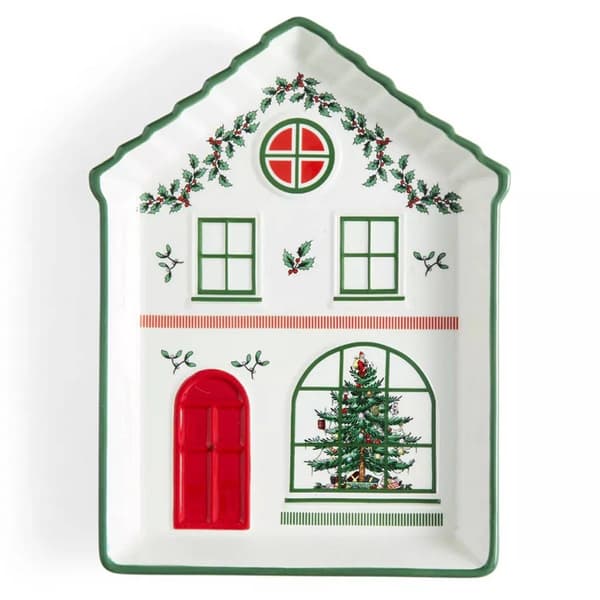 Spode Christmas Village Tidbit Tray - Green - image 