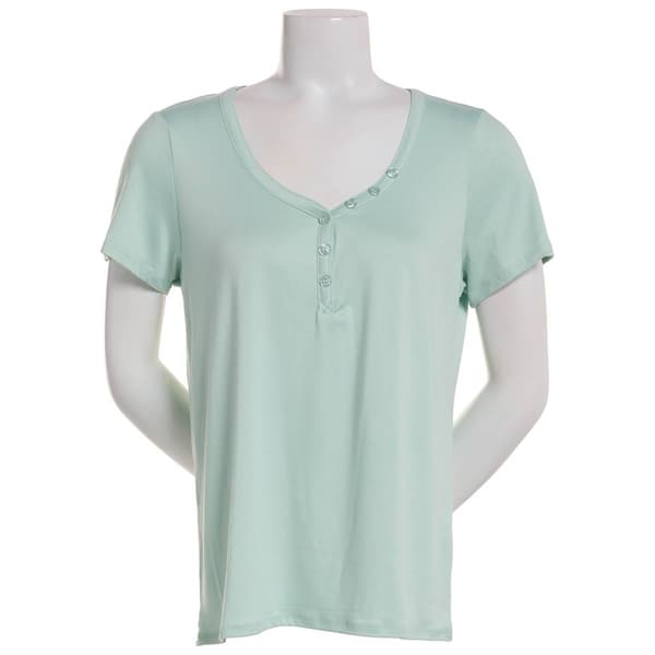 Womens Jessica Simpson Short Sleeve Pajama Tee w/Picot Trim