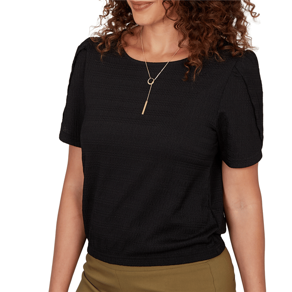 Womens Emaline La Vita Costiera Short Tulip Sleeve Solid Blouse