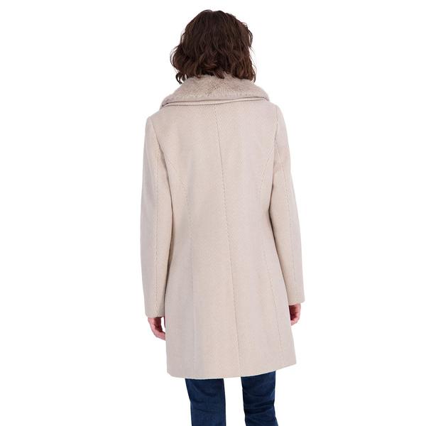 Womens Sage Collective Single Breasted Herringbone Faux Wool Coat