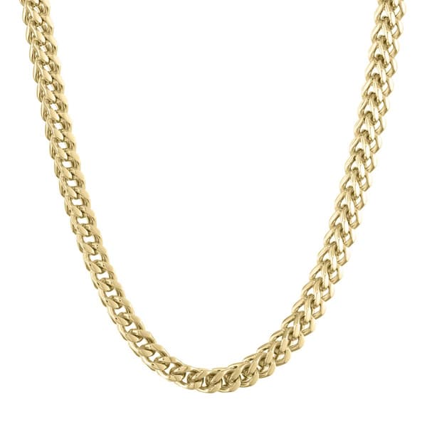Mens Lynx Stainless Steel Gold-Tone Foxtail Chain Necklace - image 