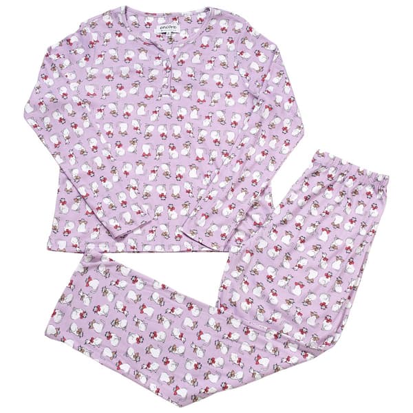 Womens Karen Neuburger Long Sleeve Henley Fancy Cats Pajama Set