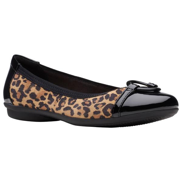 Womens Clarks&#40;R&#41; Gracelin Wind Leopard Comfort Ballet Flats - image 