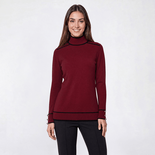 Petite Retrology Mock Neck Sweater with Piping