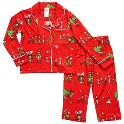 Toddlers Grinch Long Sleeve Whoville Notch Collar Pajama Set