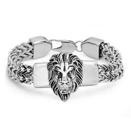 Mens Steeltime Stainless Steel Lion Head Box Chain Bracelet