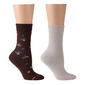 Womens Dr. Motion 2pk. Floral and Solid Diabetic Crew Socks - image 1