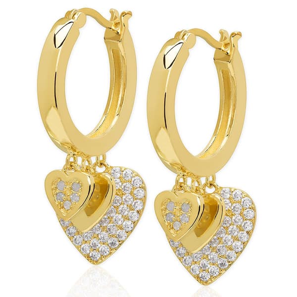 Gianni Argento 1/10ctw. Diamond Triple Heart Drop Hoop Earrings - image 