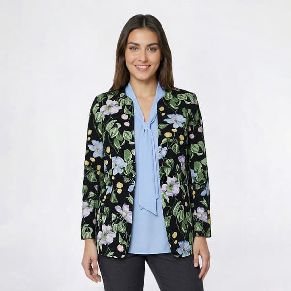 Womens Kasper Long Sleeve One Button Floral Blazer