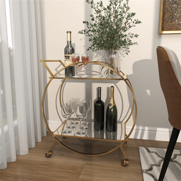 9th & Pike® Contemporary Gold Metal Bar Cart