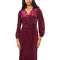 Womens MSK Long Sleeve Burnout Floral Surplice Neck Midi Dress - image 4