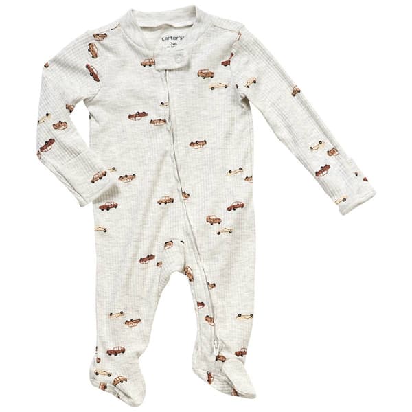 Baby Boy (NB-9M) Carters(R) Car Ribbed Zipper Footie Pajamas - image 