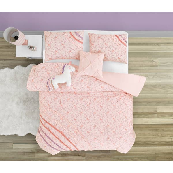 Alex &amp; Bella Rainbow Ruffle Microfiber Comforter Bedding Set