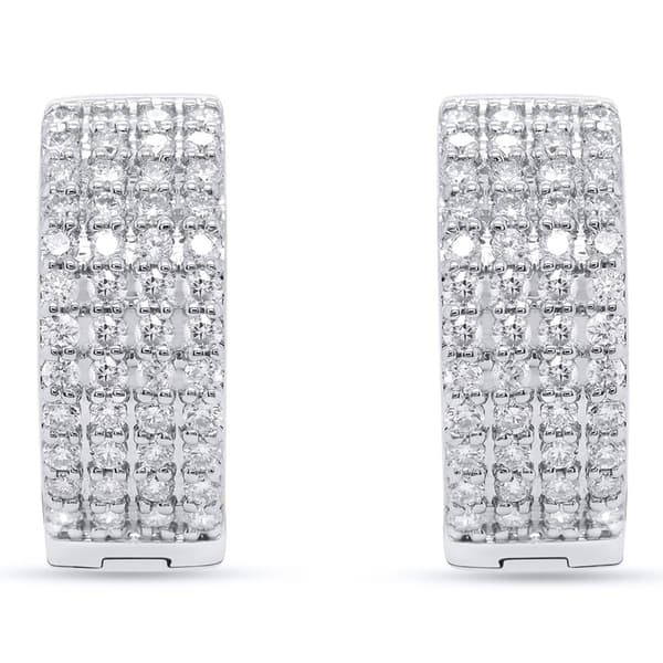 Nova Star® Sterling Silver Lab Grown Diamond Hoop Earrings