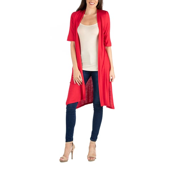 Womens 24/7 Comfort Apparel Half Sleeve Open Front Cardigan - image 