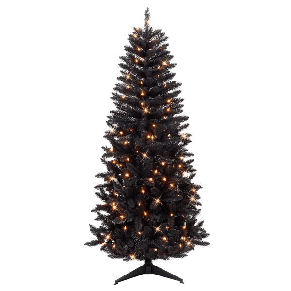 Puleo International 7ft. Pre-Lit Black Carson Pine Christmas Tree