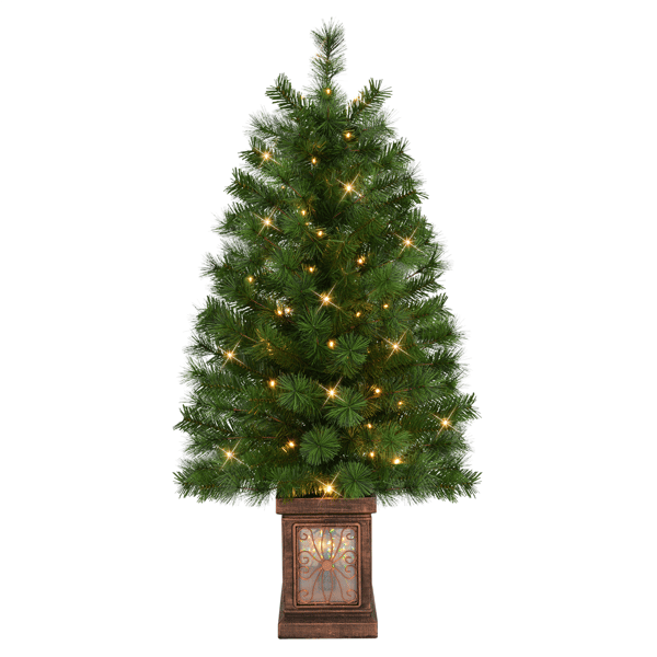 Puleo International Pre-Lit Potted Christmas Trees - Set of 2