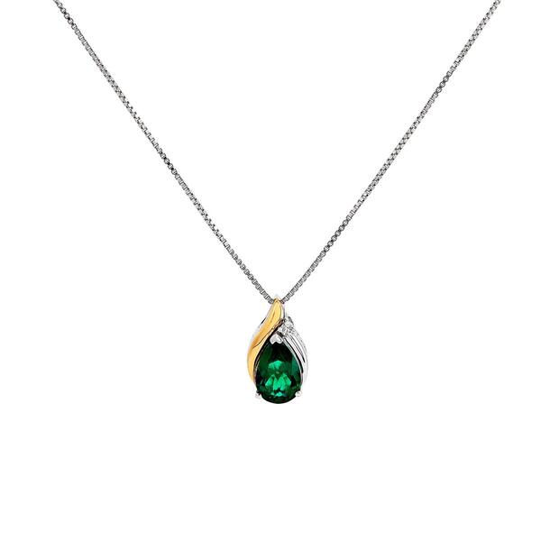 Gemstone Classics&#40;tm&#41;10kt. Yellow Lab Created Emerald Pendant - image 