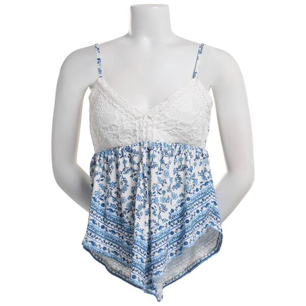 Juniors Madden Girl Print Yum Lace Bust Babydoll Tank Top - image 
