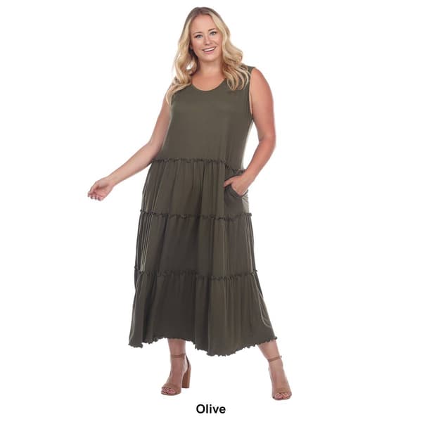 Plus Size White Mark Tiered Midi Dress