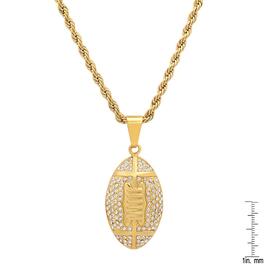 Mens Steeltime 18kt. Gold Plated Touchdown Pendant Necklace