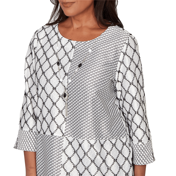 Petites Alfred Dunner Crowd Pleaser Spliced Diamond Textured Top