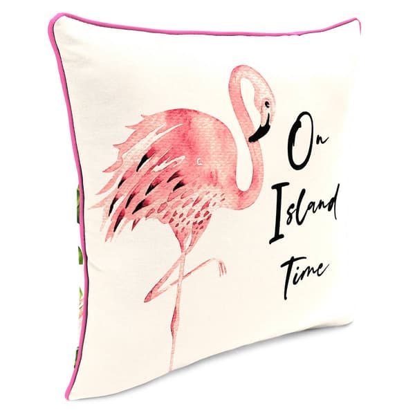 Jordan Manufacturing On Island Time Flamingo Outdoor Throw Pillow