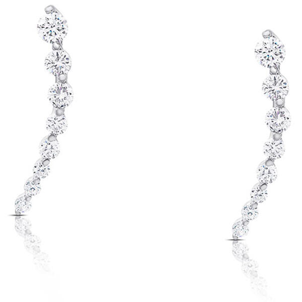 Silver Plated & Cubic Zirconia Round Drop Earrings - image 