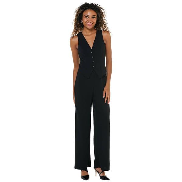 Juniors Madden Girl Dobby Faux Vest Jumpsuit - image 