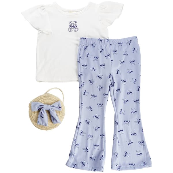Toddler Girl BTween(R) 3pc. Bear Tee & Bow Flared Leggings & Purse - image 