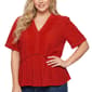 Plus Size NY Collection Short Sleeve Solid Tuwa Pepum Hem Vneck - image 1