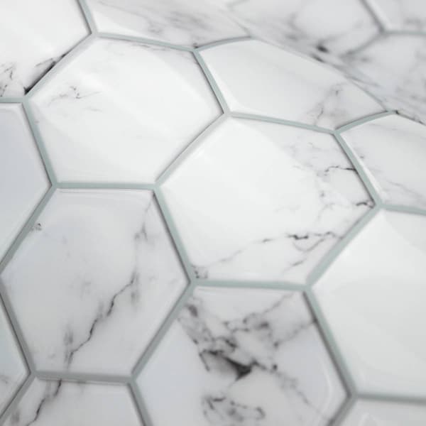 RoomMates&#174; Carrara Marble Hexagon Peel & Stick Backsplash