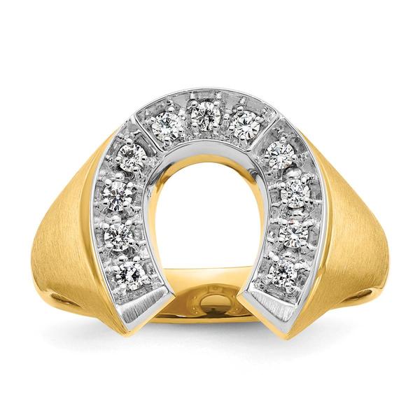 Mens Gentlemens Classics(tm) 14kt. Gold Diamond Horseshoe Ring - image 