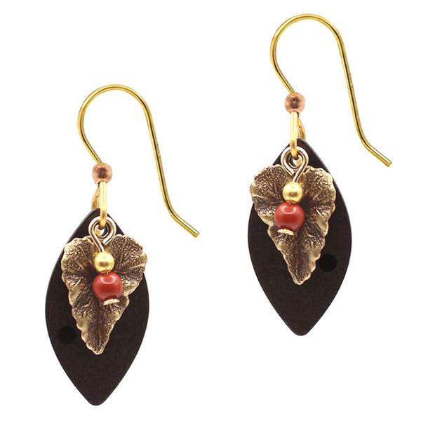 Silver Forest Textured Leaf Football-Shaped Earrings - image 