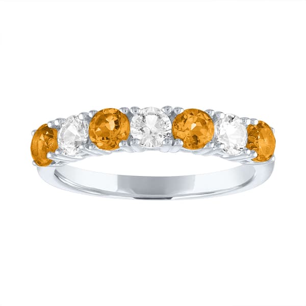 Gemstones Classics&#40;tm&#41; Citrine & White Sapphire Band Ring - image 
