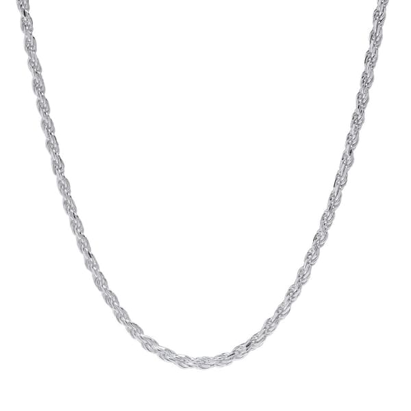 Sterling Silver 18in. Polished Solid Rope Chain Necklace - image 