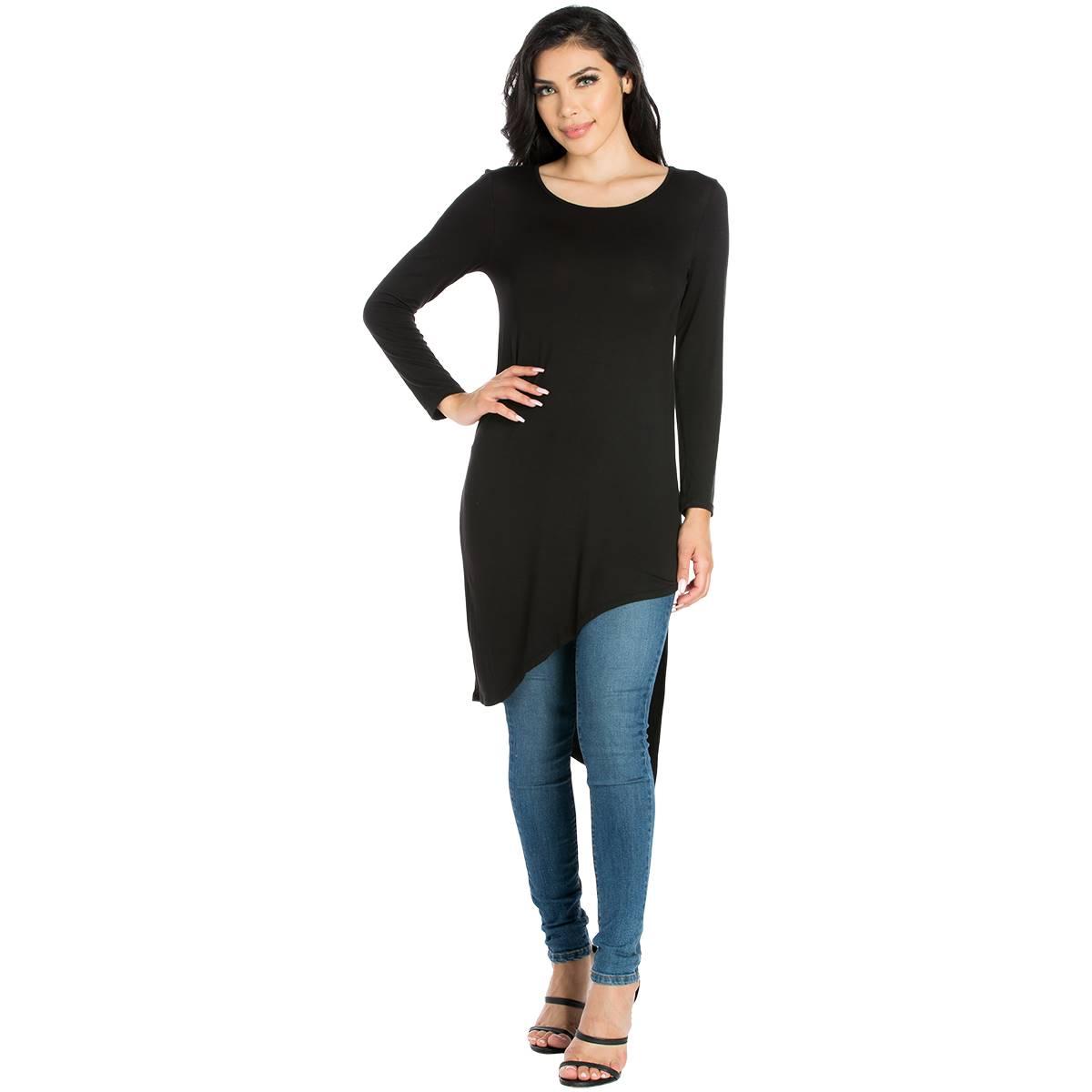 Womens 24/7 Comfort Apparel Long Sleeve Asymmetrical Tunic