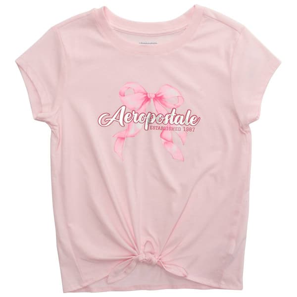 Girls (7-16) Aeropostale Tie Front Bow Graphic Tee - image 
